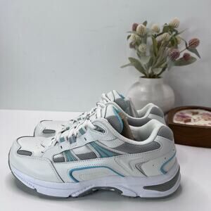 Vionic 23 Walk Leather Walking Shoes Comfort Sneakers White/Gray/Blue Women's 8M
